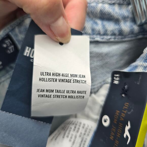 Hollister NWT Denim Ultra High-Rise Mom Jeans Stretch Blue 13R Classic 31x27 - Picture 7 of 7